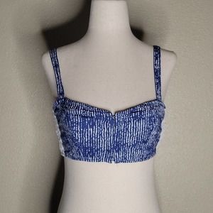 Hollister Blue Stripped Cropped Tank Top